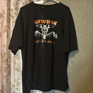 Cowboy Graphic T-Shirt in Black and Orange